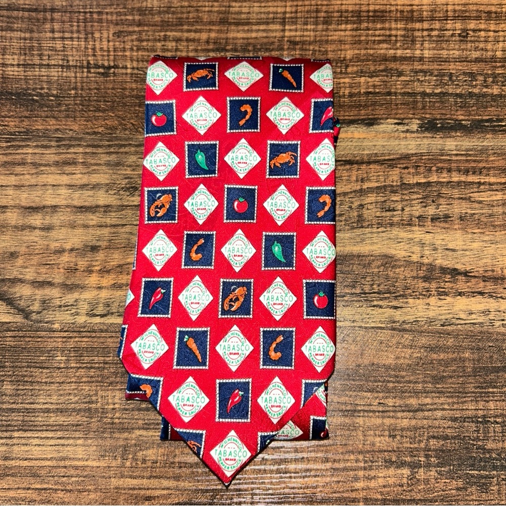 Tabasco Vibrant Red Tie with Green and‎ Orange Accents